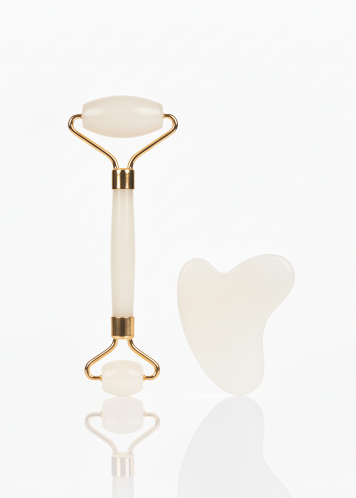 Set De Cuarzo Blanco: Gua Sha + Ve Roller
